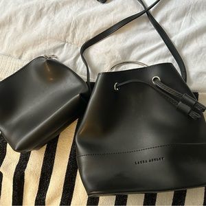 Laura Ashley Small Black Bucket Bag New